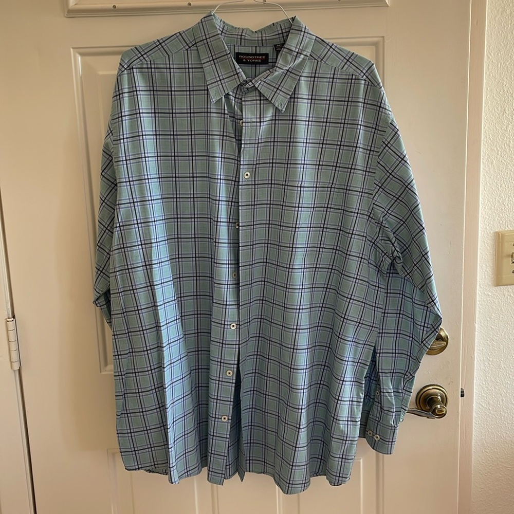 Rountree and York, long sleeve button-down plaid shirt, 100% cotton 3XT